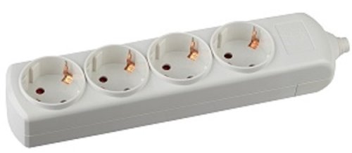 Колодка удлинителя с заземлением ЭРА K-4е 4-м 16А 3500Вт белый картинка 